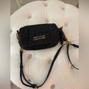 Versace Jeans Couture Black Quilted Crossbody with Gold Hardware